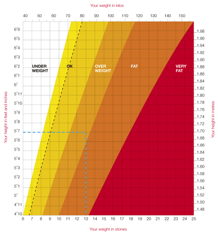 Calories Chart According To Height And Weight